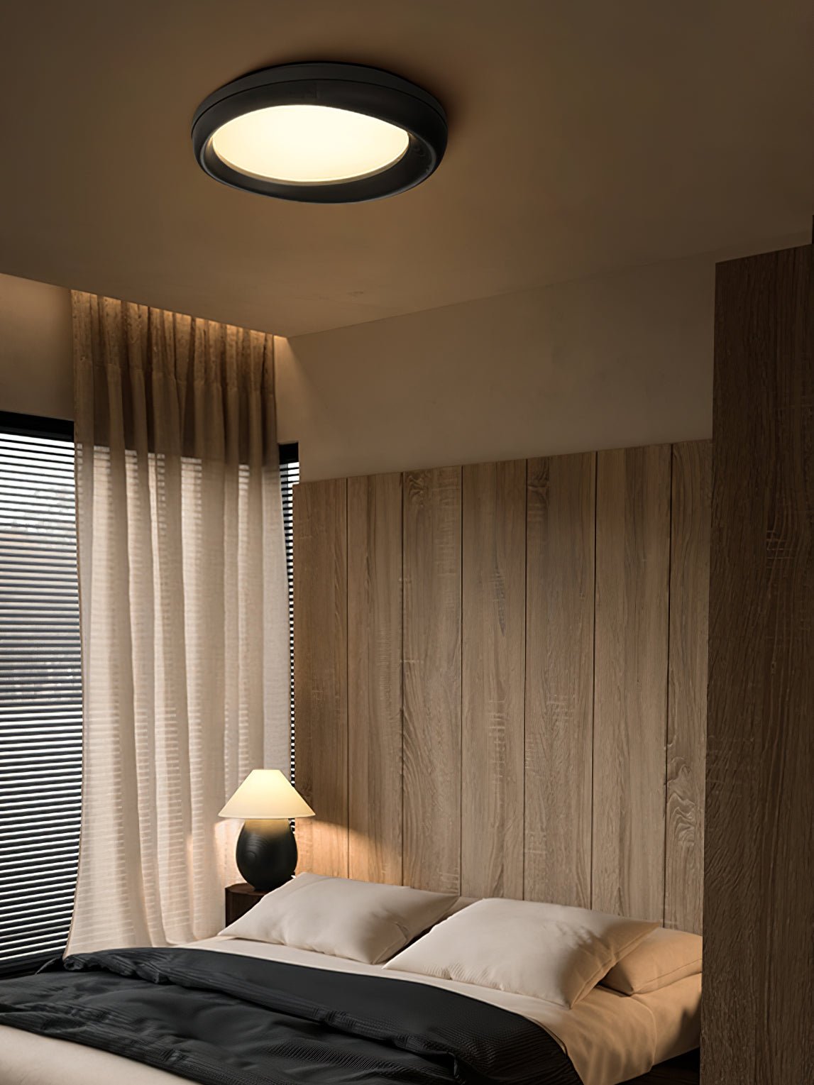 Eurtheara Organic Wood Glass Ceiling Light-Neutral Decor