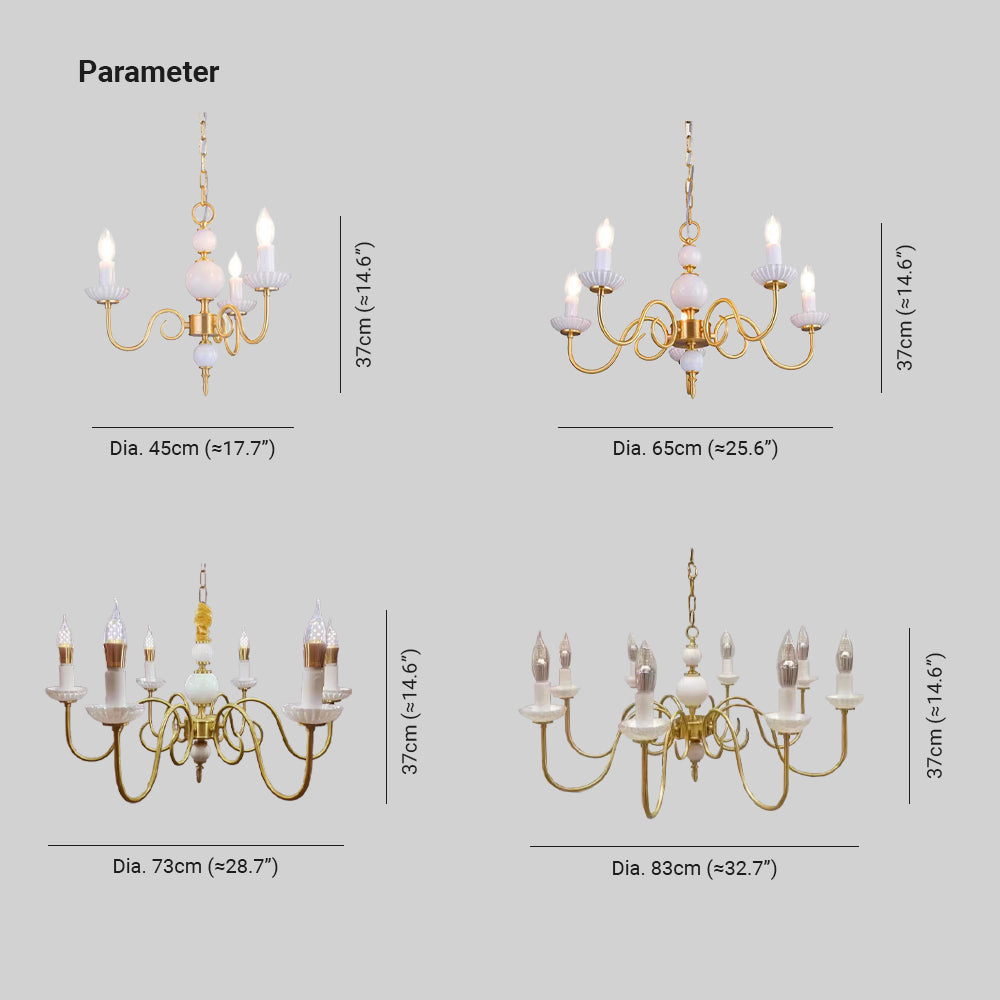 Silva Vintage LED Candle Chandelier Ceramic Bedroom - Neutral Decor