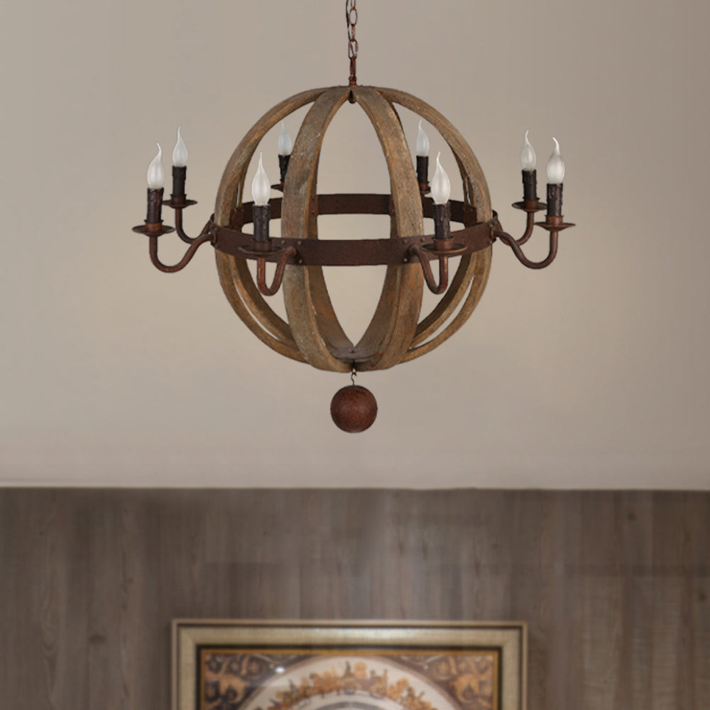 Silva Rustic Pendant Light Wood Metal Corridor Restaurant - Neutral Decor