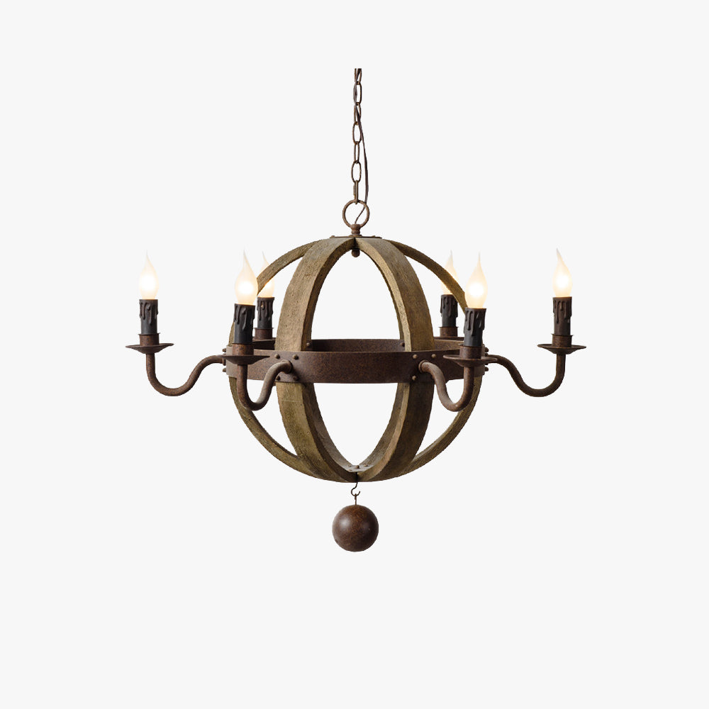 Silva Rustic Pendant Light Wood Metal Corridor Restaurant - Neutral Decor