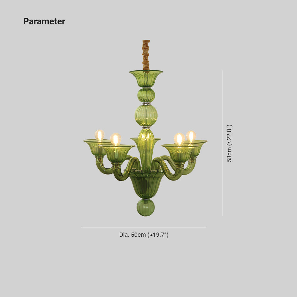 Silva Chandelier Retro Glass Yellow&Green&Clear - Neutral Decor
