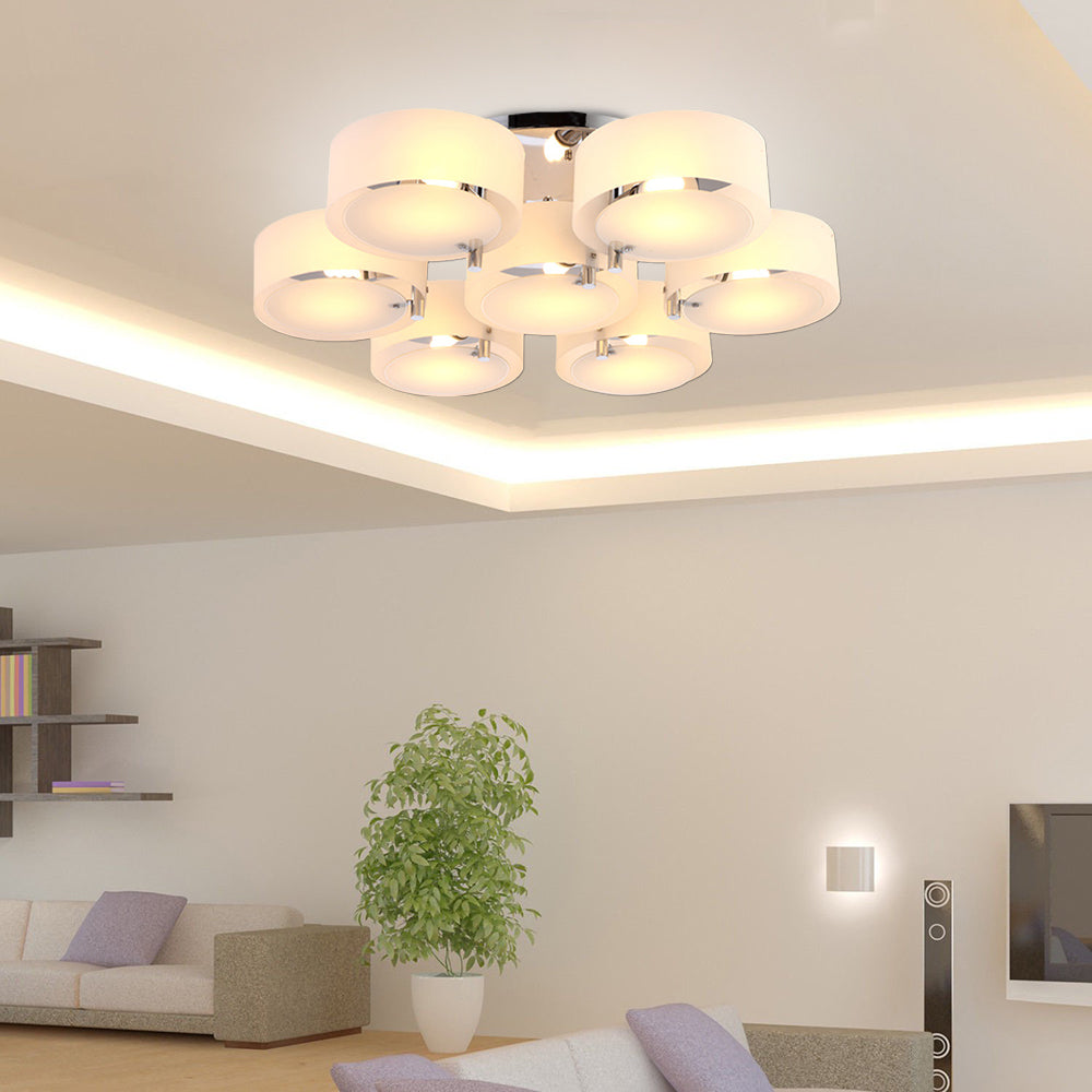 Arisha Flush Mount Ceiling Light Glass White Modern Round Hallway - Neutral Decor