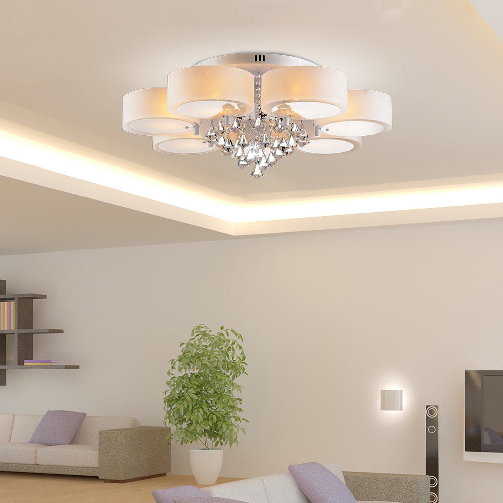 Arisha Flush Mount Ceiling Light Glass White Modern Round Hallway - Neutral Decor