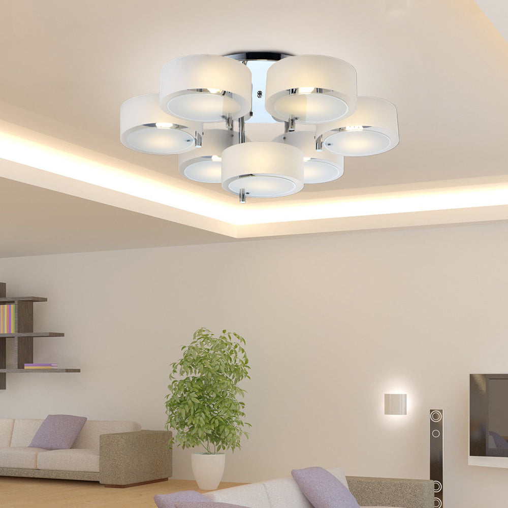 Arisha Flush Mount Ceiling Light Glass White Modern Round Hallway - Neutral Decor