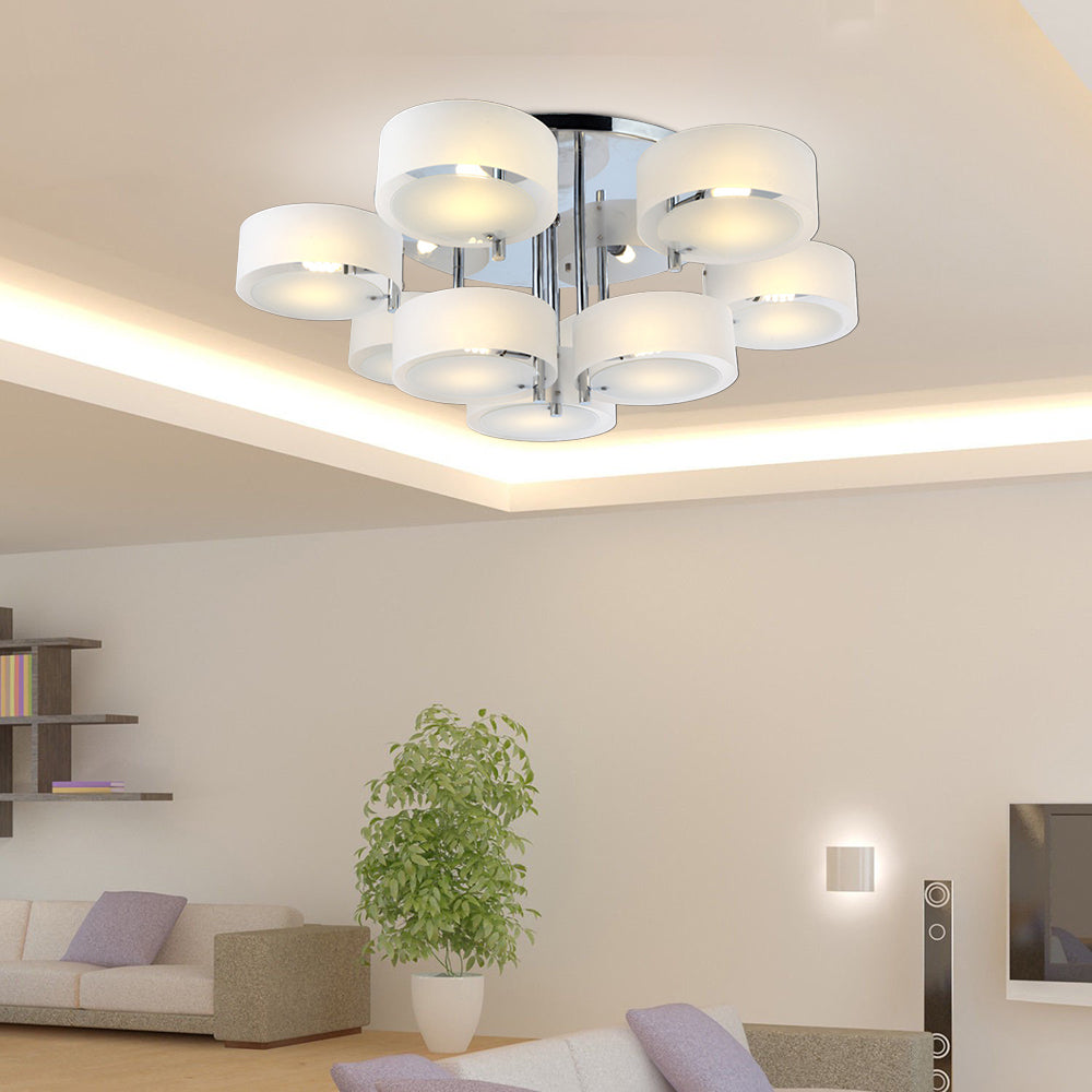 Arisha Flush Mount Ceiling Light Glass White Modern Round Hallway - Neutral Decor
