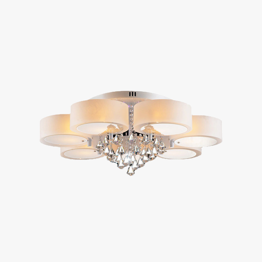 Arisha Flush Mount Ceiling Light Glass White Modern Round Hallway - Neutral Decor