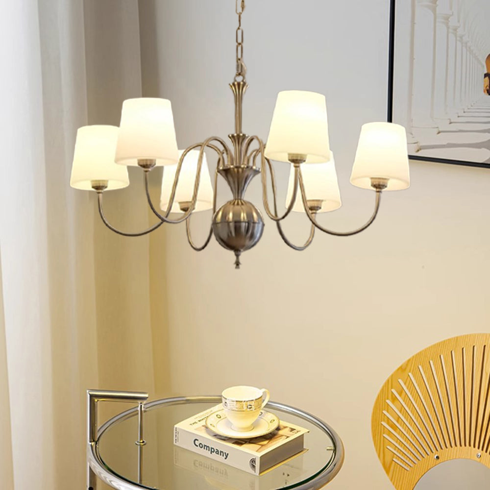 Silva Vintage Metal Glass Chandelier Study Bedroom - Neutral Decor
