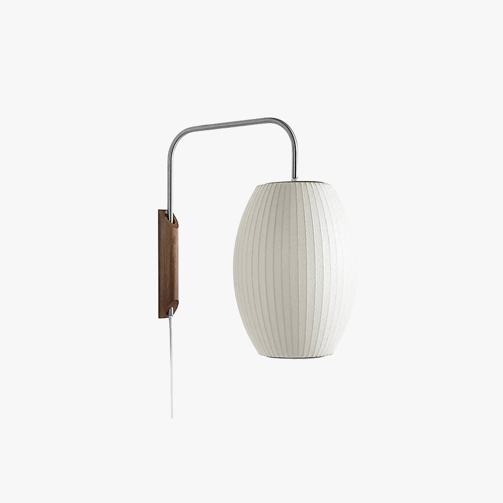 Ritta Indoor Wall Lamp Wood Living Room Modern Fabric Round - Neutral Decor