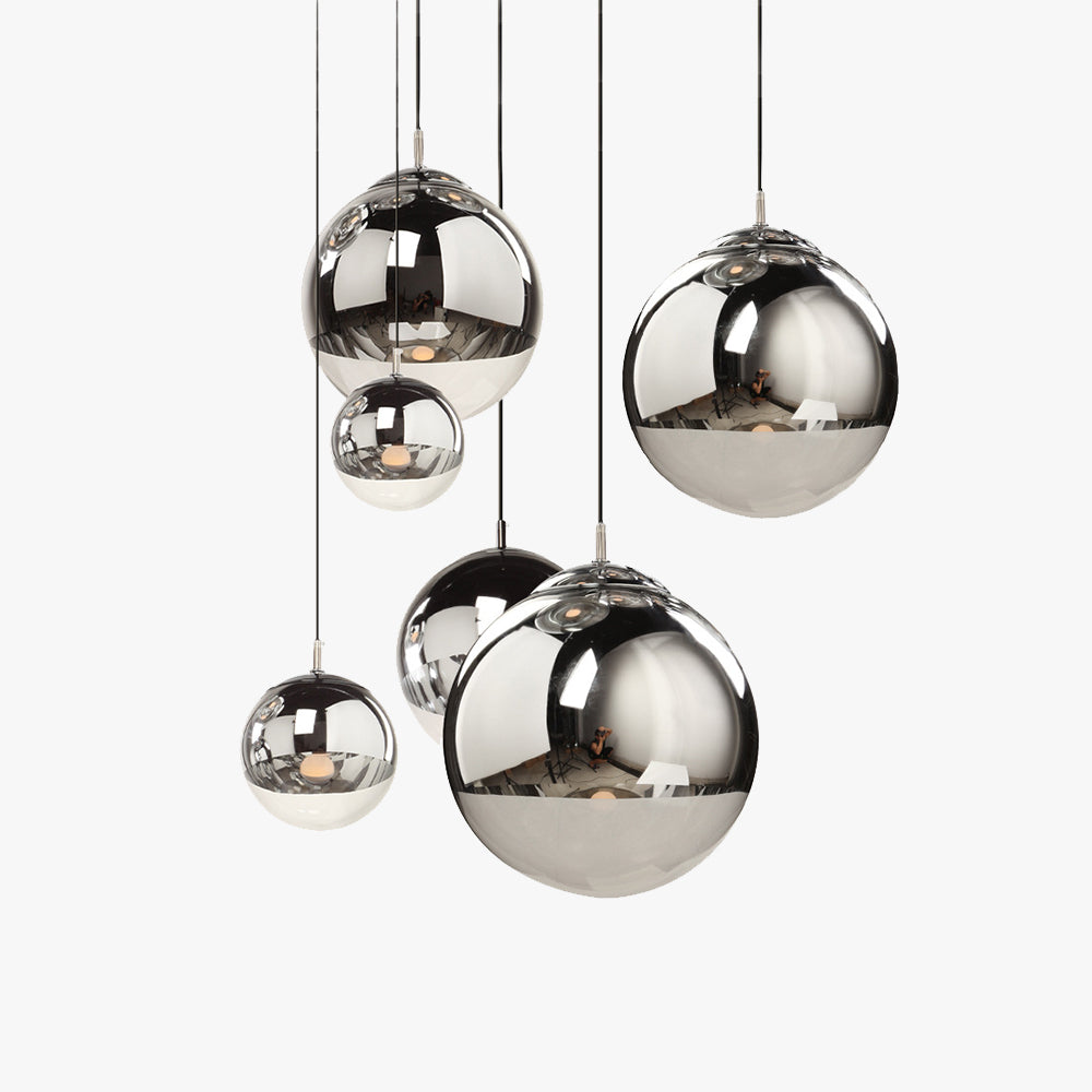 Valentina Industrial Round Metal Glass Pendant Light Living Room - Neutral Decor