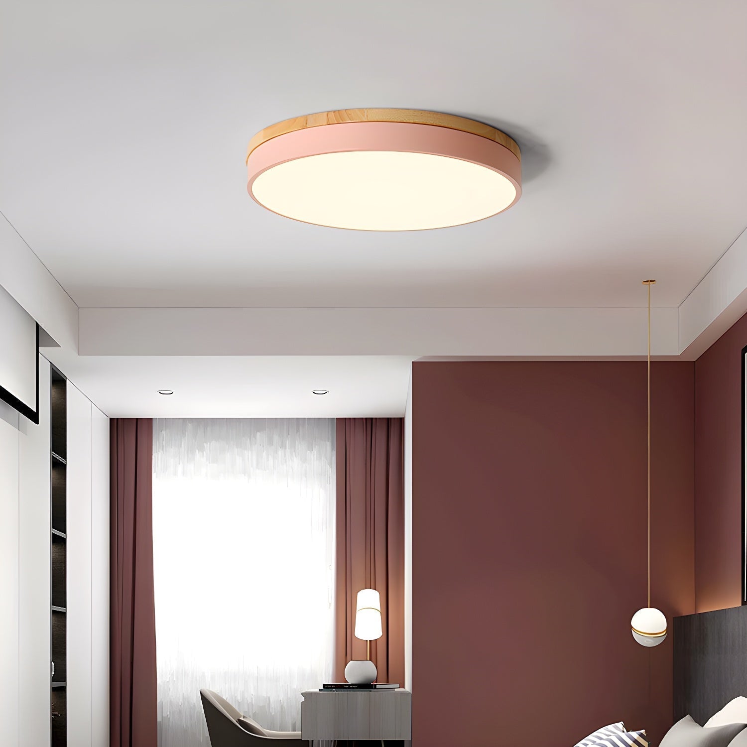 Mireth Ceiling Light Circular Wood Grey Modern Minimalist-Neutral Decor