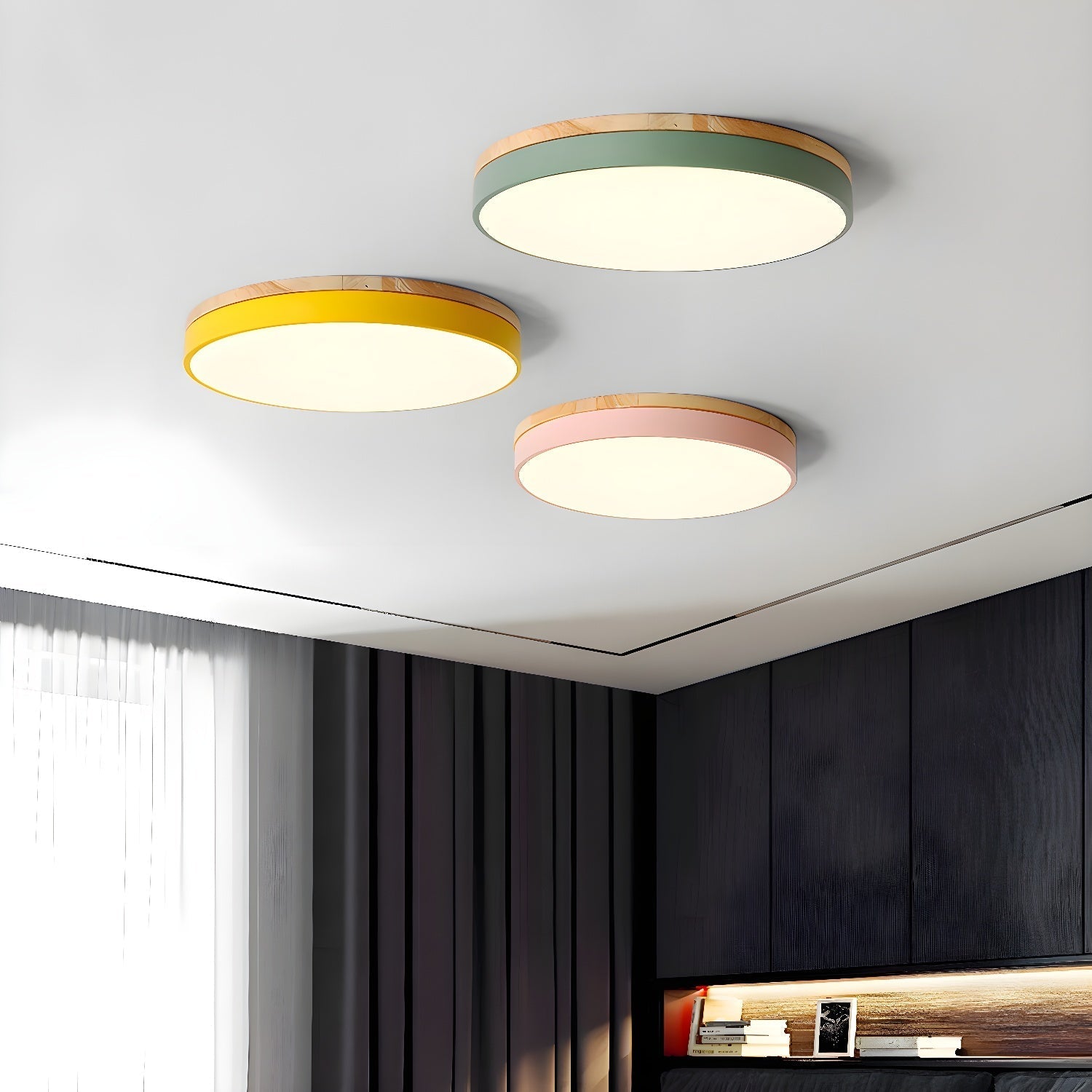 Mireth Ceiling Light Circular Wood Grey Modern Minimalist-Neutral Decor