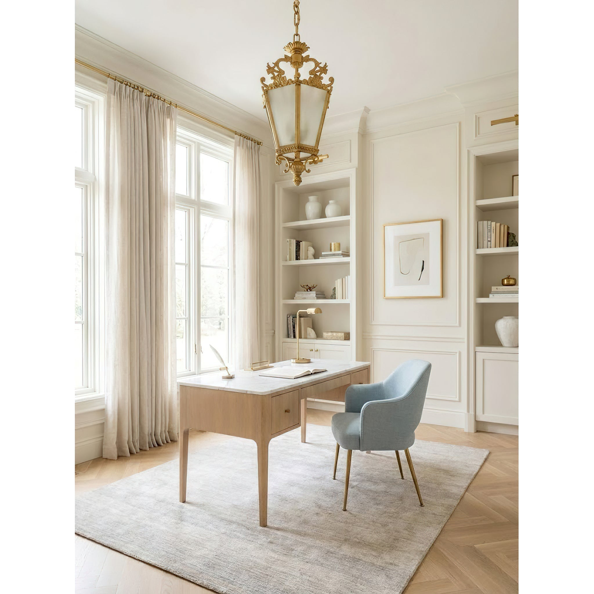 Zaragoza Lantern Pendant Lamp shown in a dining room setting.