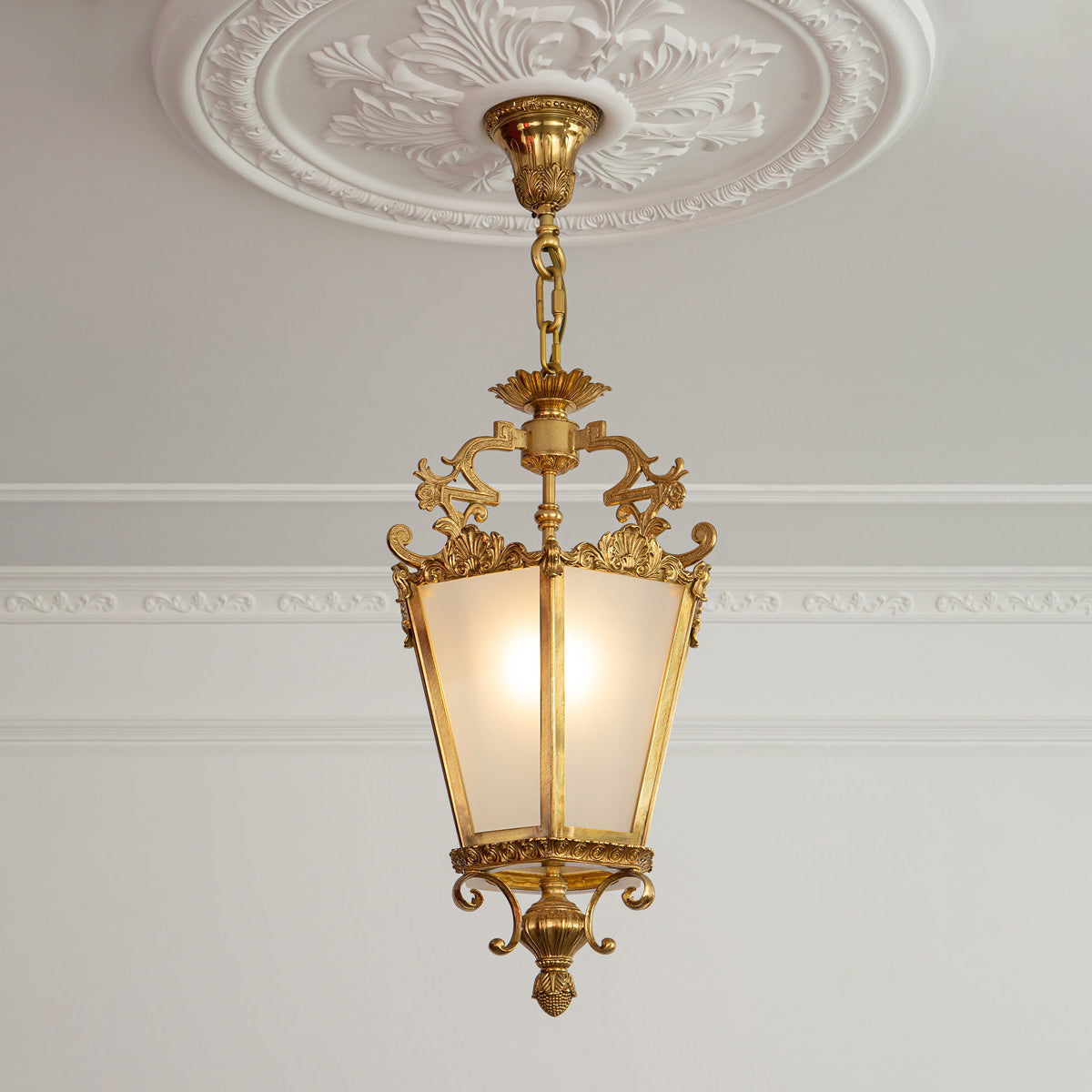 A product shot showing the scale of the Zaragoza Lantern Pendant Lamp.