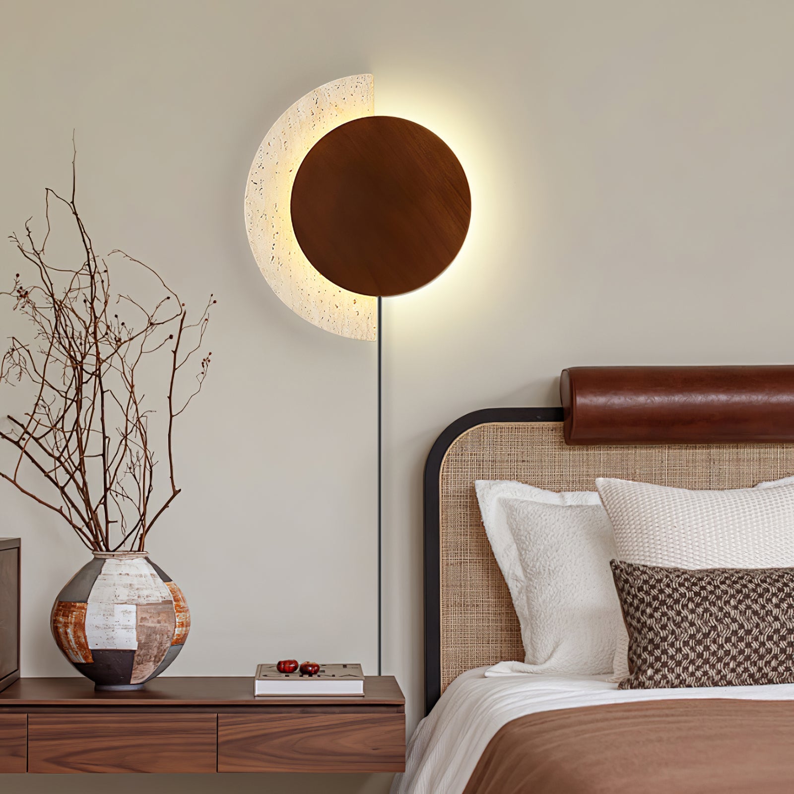 Crescent Halo Plug-in Wall Sconce-Neutral Decor