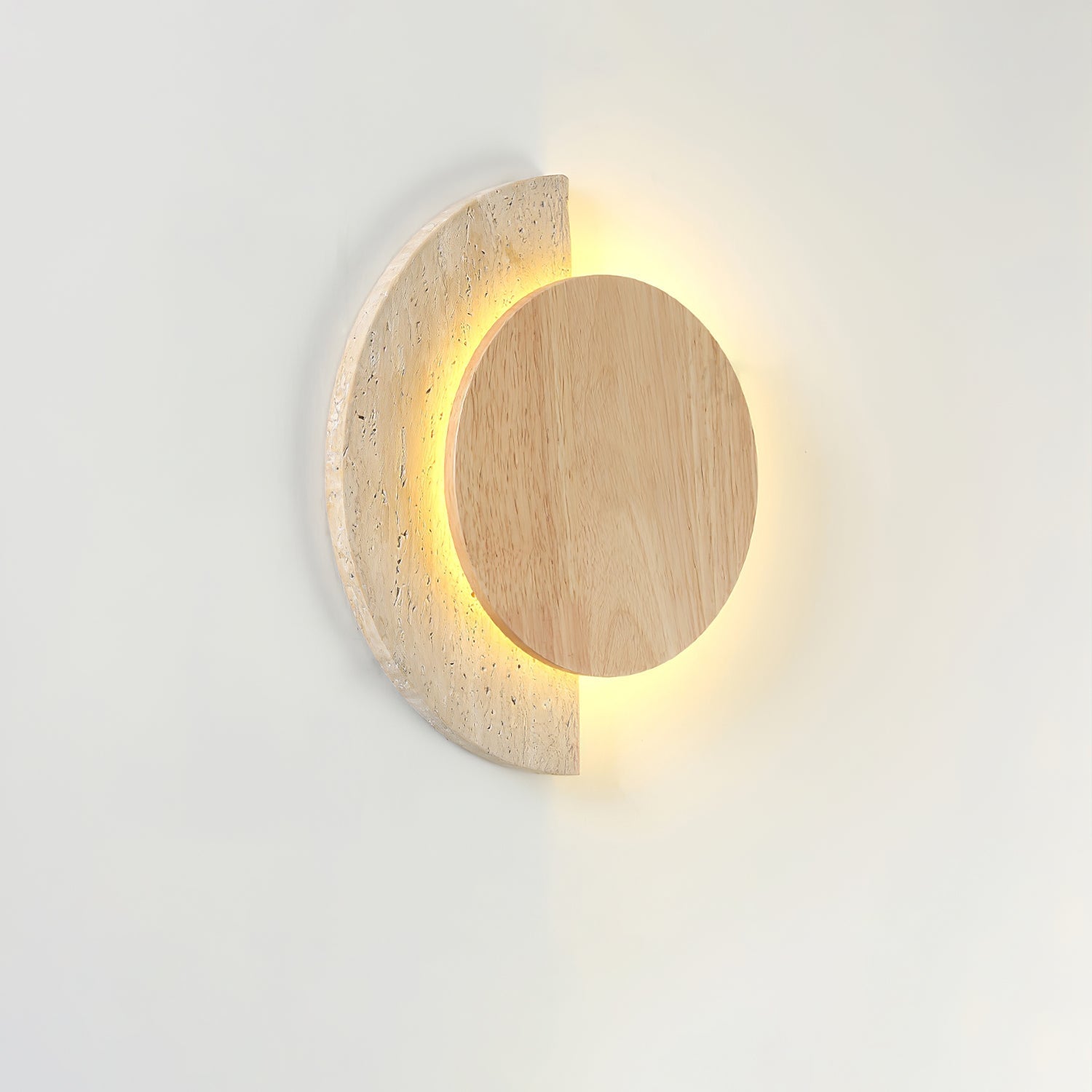 Coraeen Half-Moon Travertine Wall Light-Neutral Decor