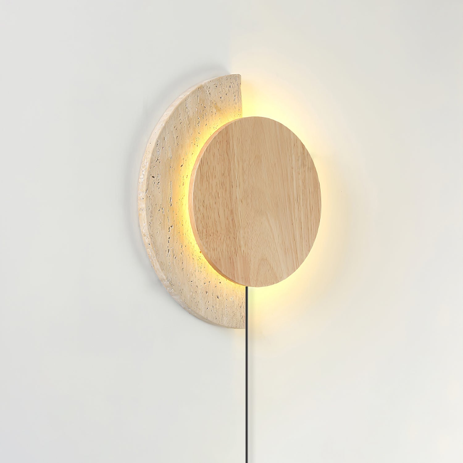 Crescent Halo Plug-in Wall Sconce-Neutral Decor