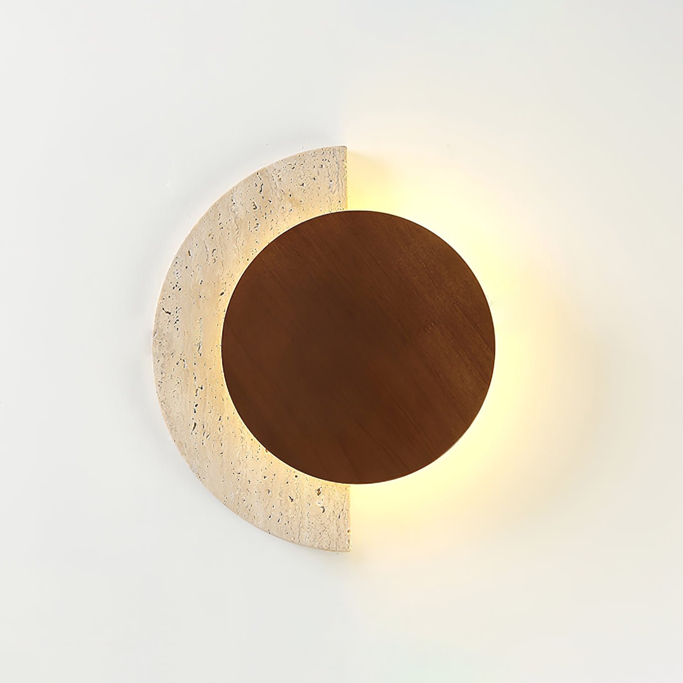 Coraeen Half-Moon Travertine Wall Light-Neutral Decor
