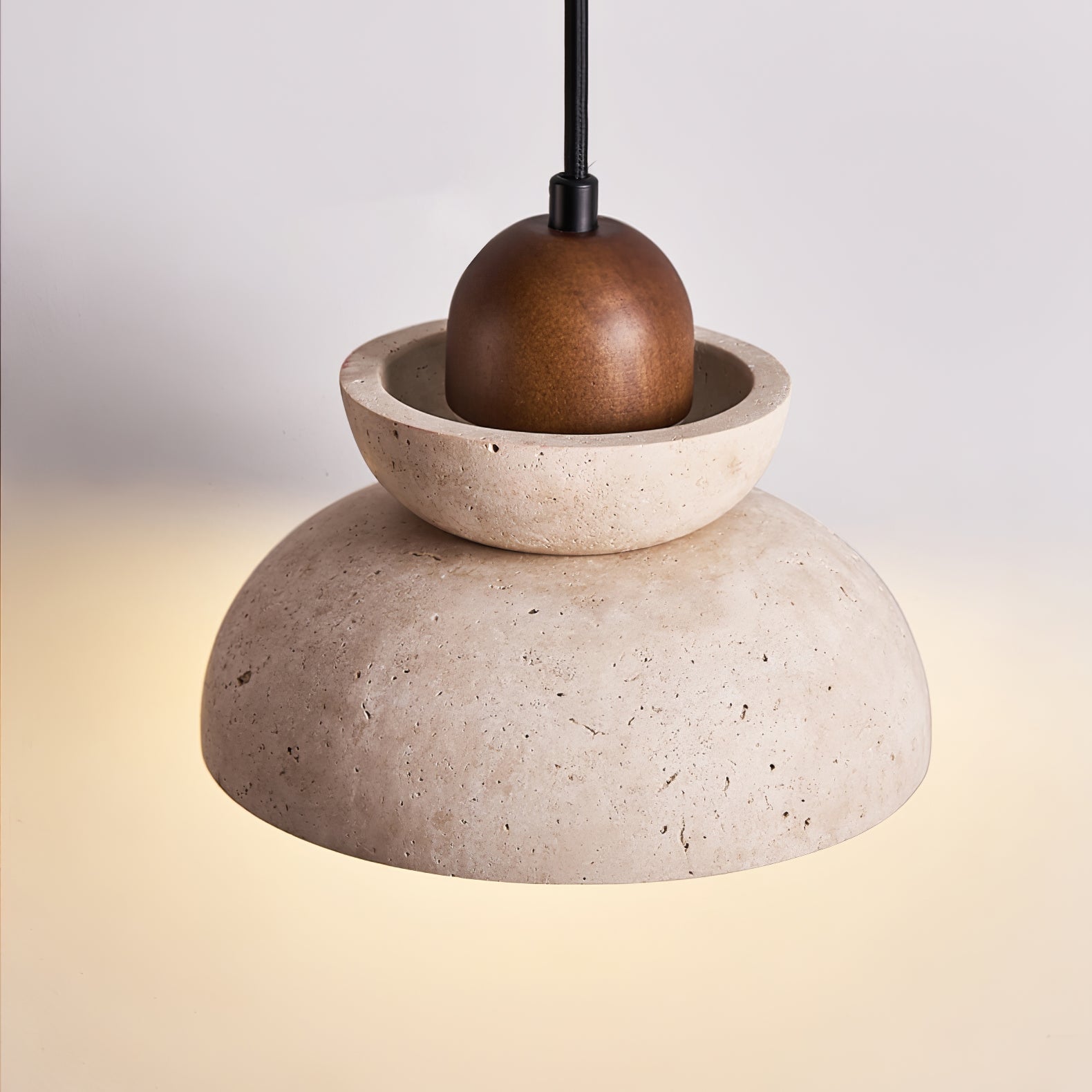 Daniel Tiered-Bell Travertine Pendant Light-Neutral Decor
