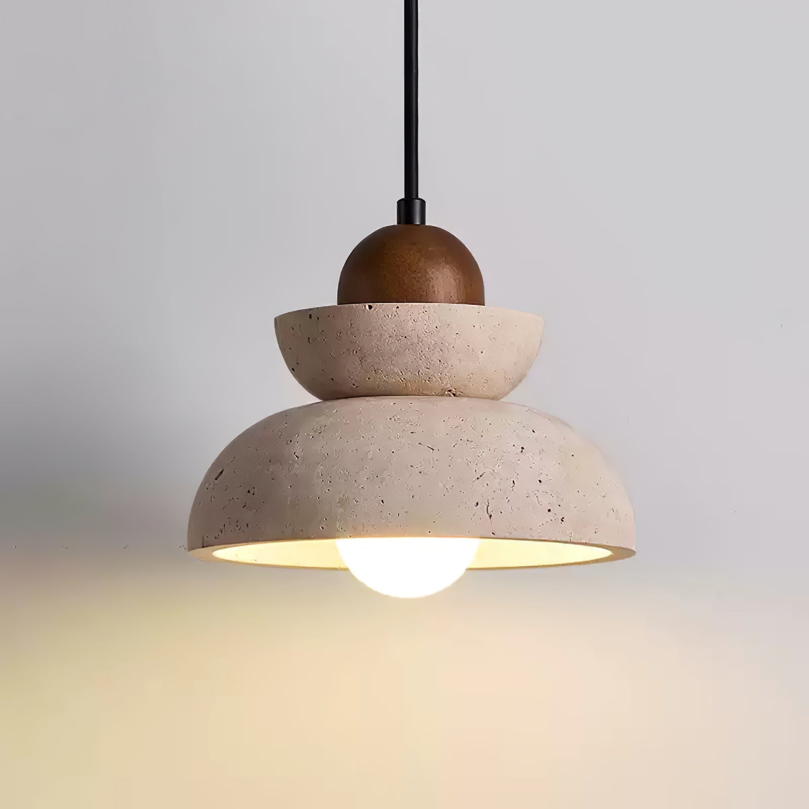 Daniel Tiered-Bell Travertine Pendant Light-Neutral Decor