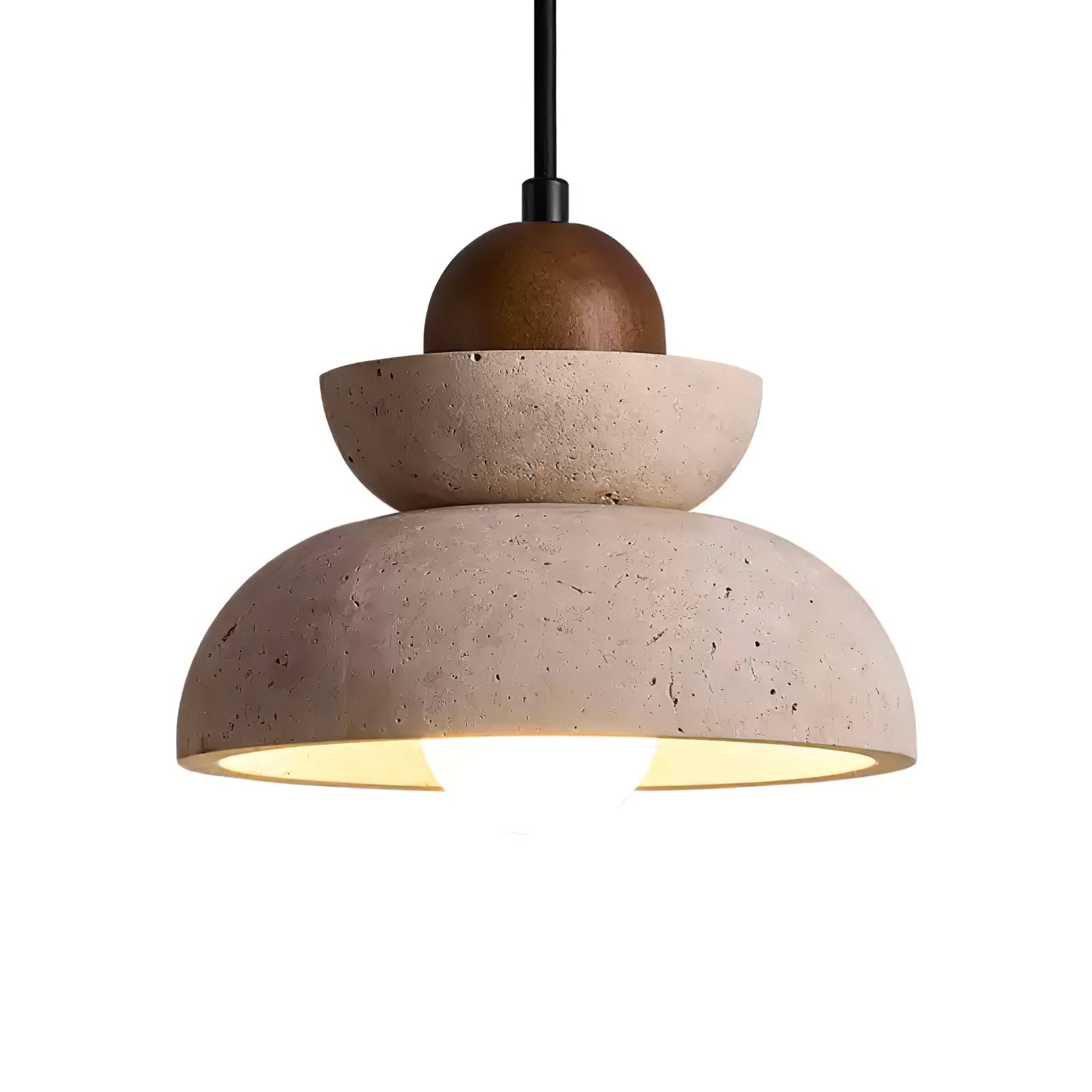 Daniel Tiered-Bell Travertine Pendant Light-Neutral Decor