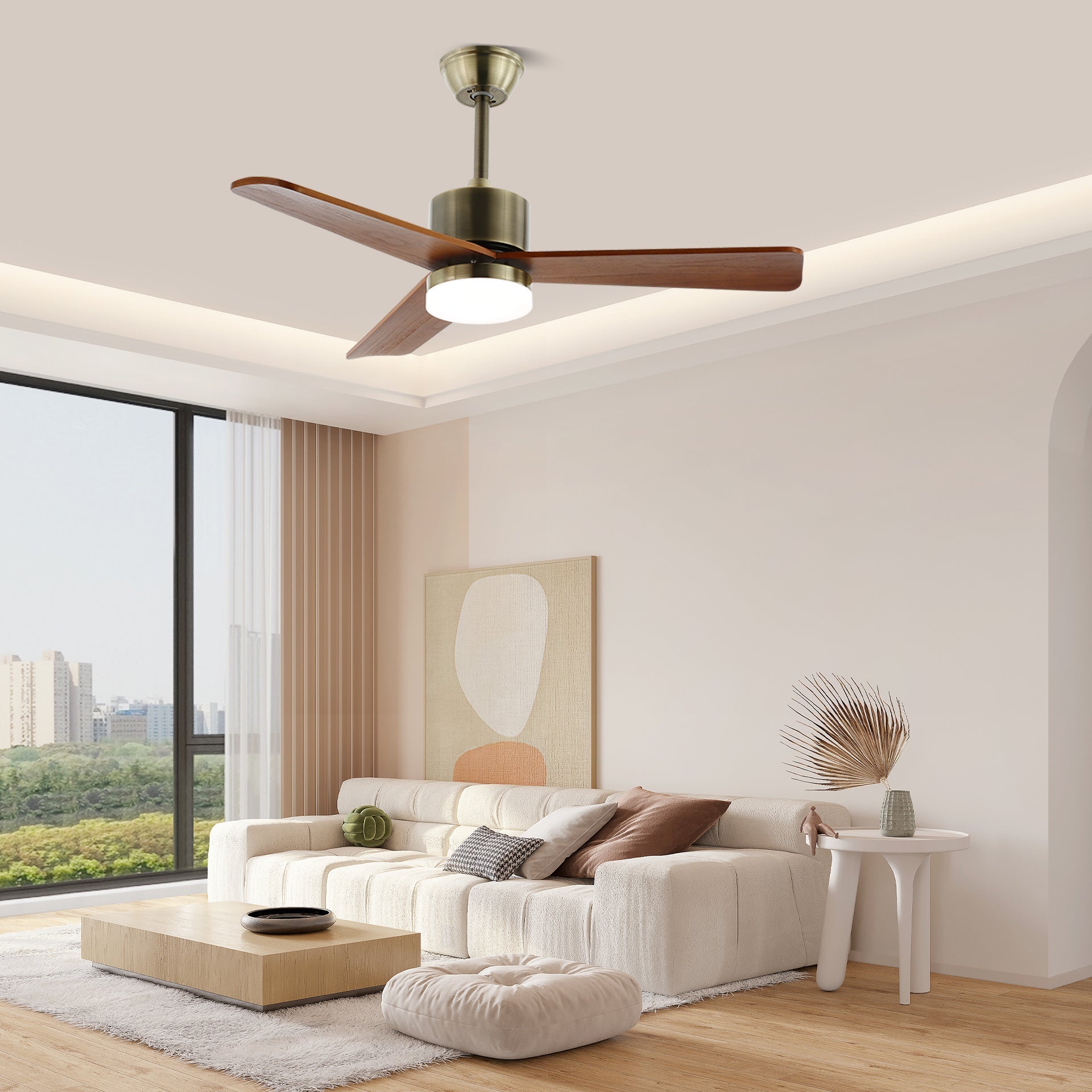 Vevenor Minimalist Silver Wood Ceiling Fan Light-Neutral Decor