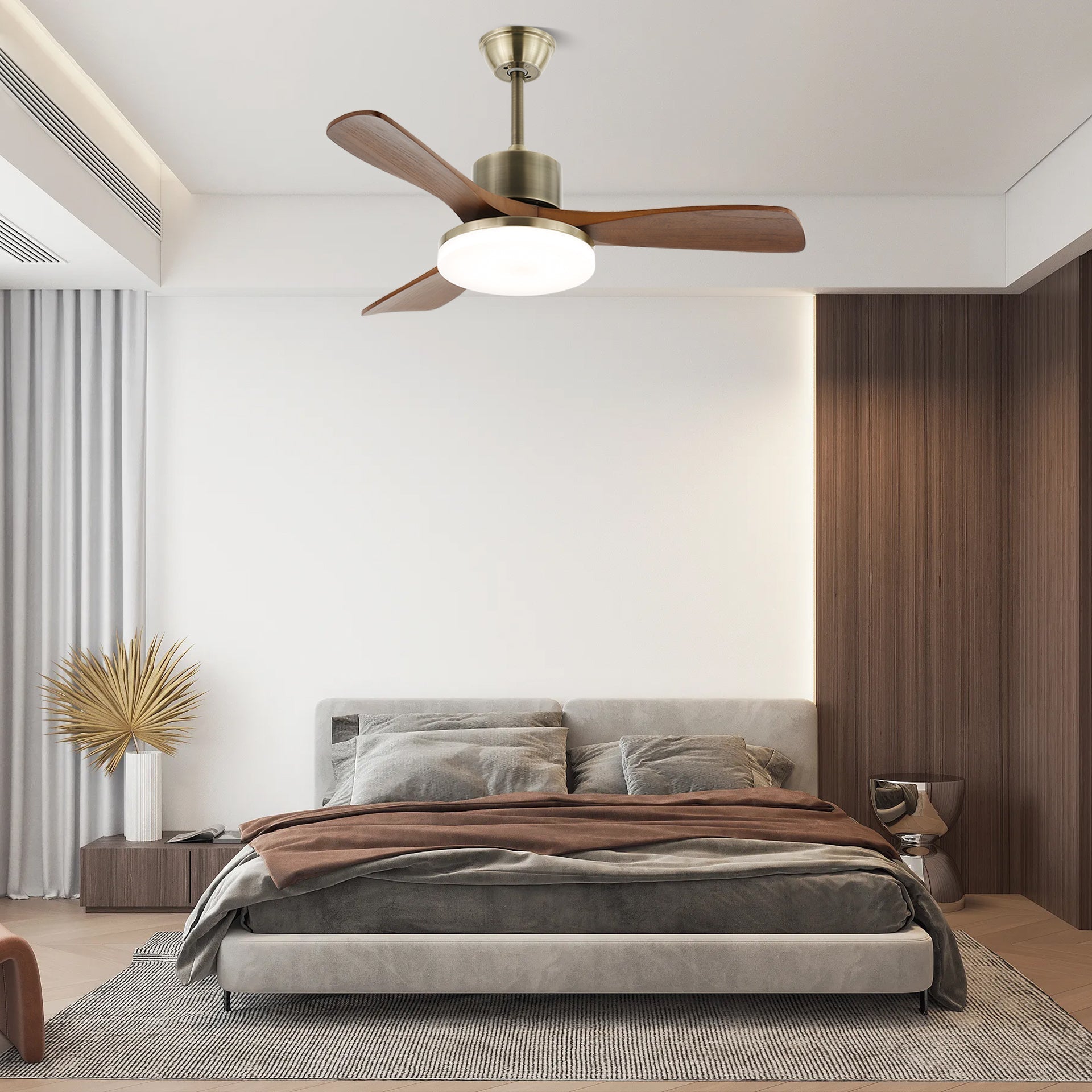 Vevenor Minimalist Silver Wood Ceiling Fan Light-Neutral Decor