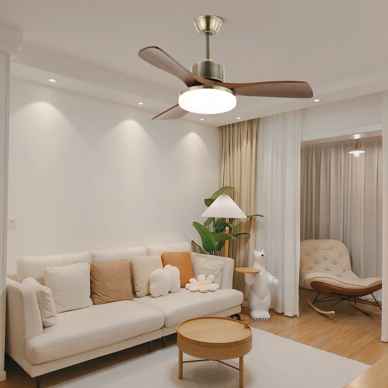 Vevenor Minimalist Silver Wood Ceiling Fan Light-Neutral Decor