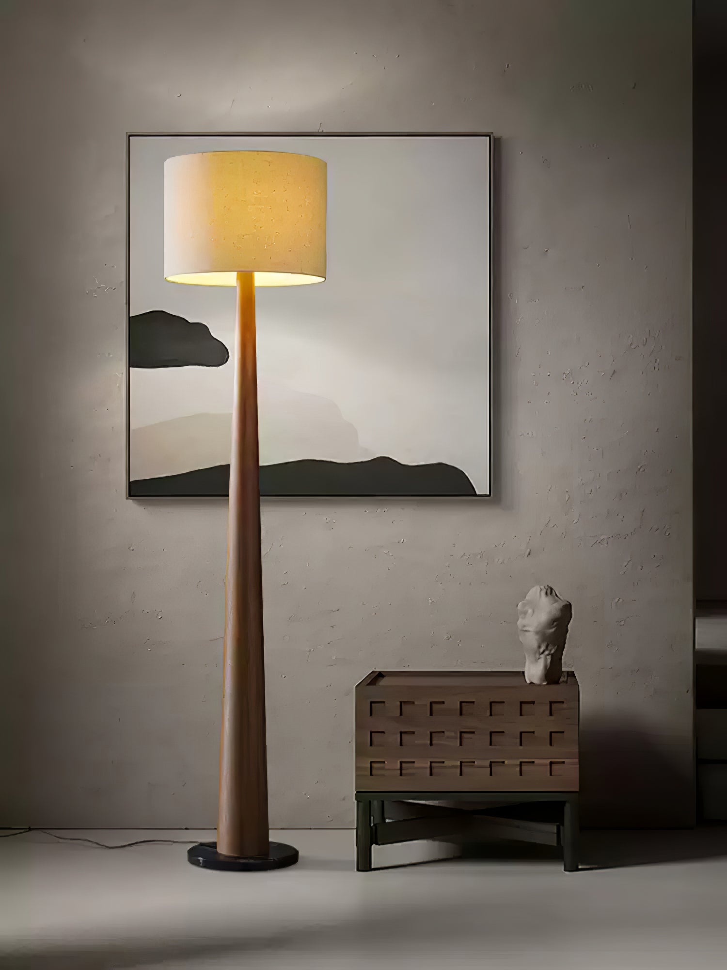 Ersilir Cylindrical Wood Floor Lamp-Neutral Decor