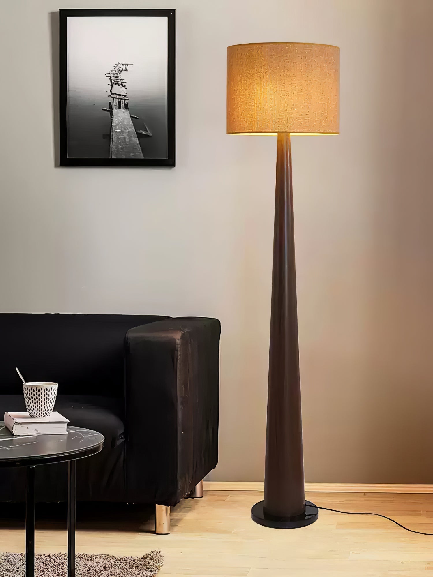 Ersilir Cylindrical Wood Floor Lamp-Neutral Decor