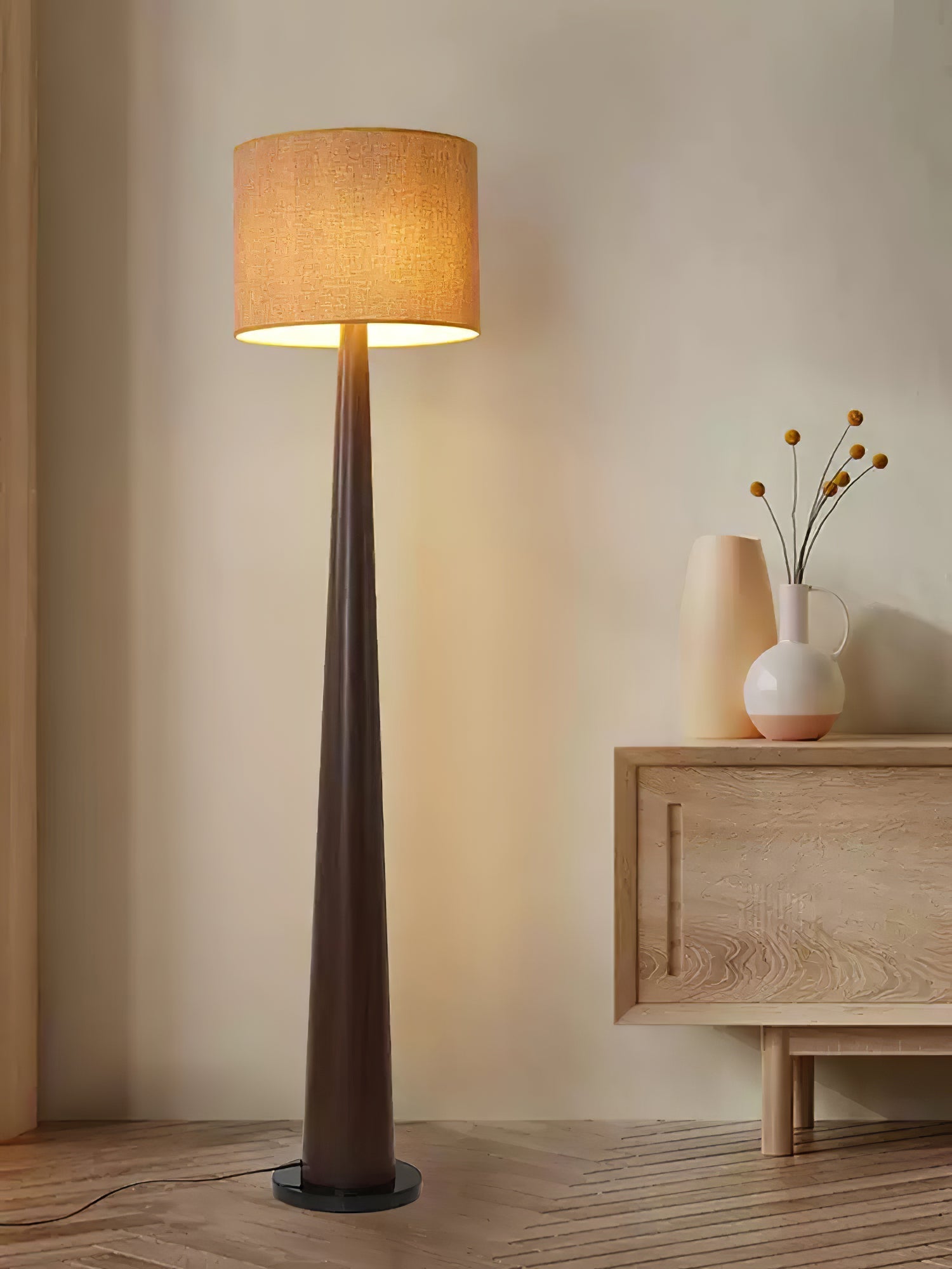 Ersilir Cylindrical Wood Floor Lamp-Neutral Decor