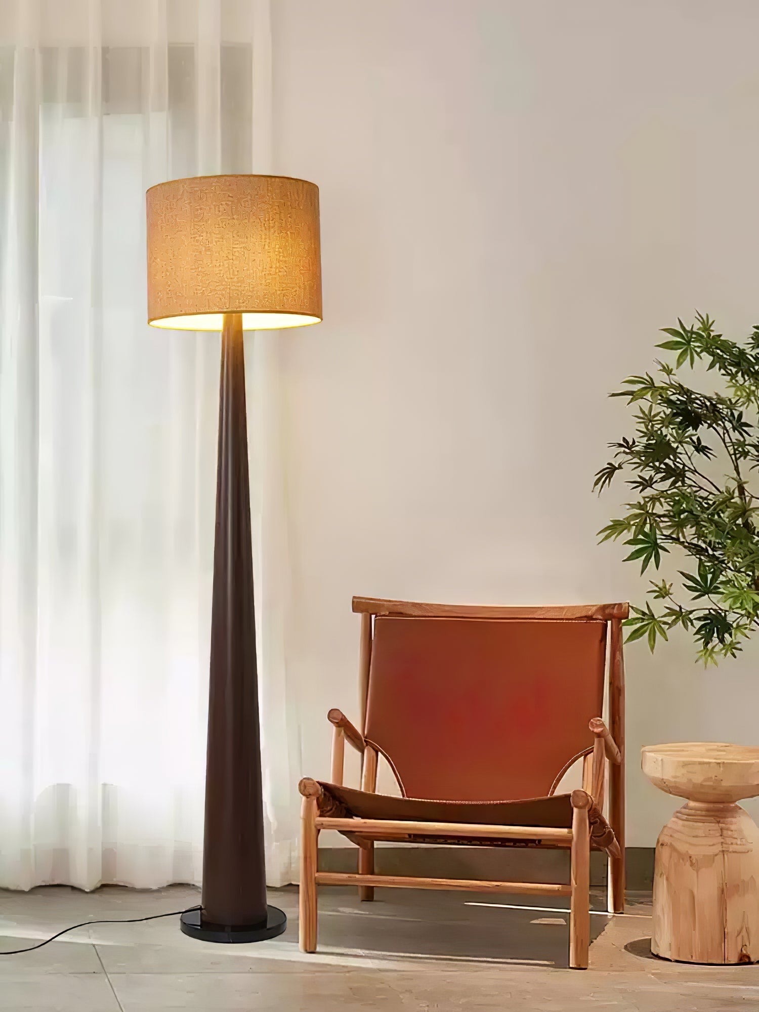 Ersilir Cylindrical Wood Floor Lamp-Neutral Decor