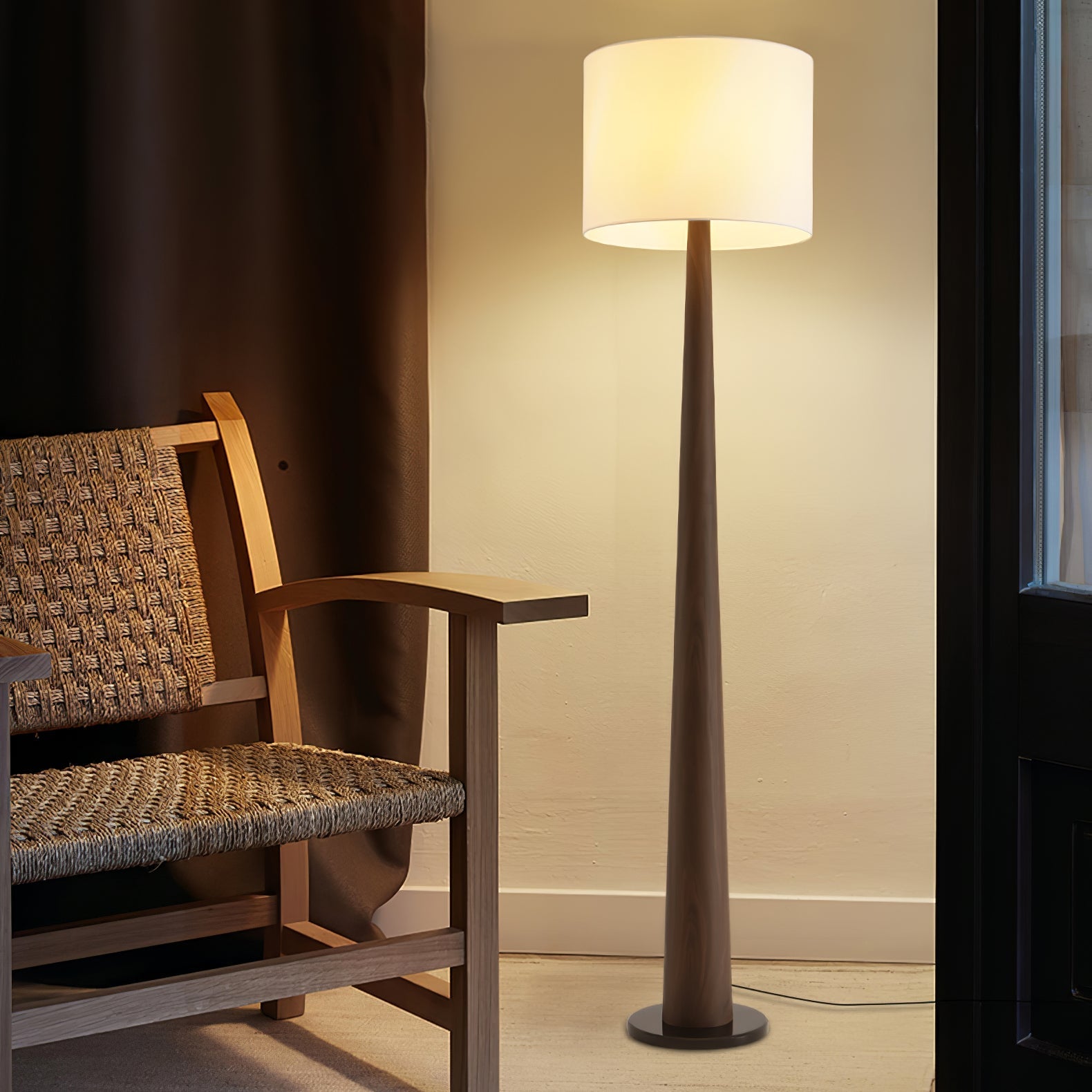 Ersilir Cylindrical Wood Floor Lamp-Neutral Decor