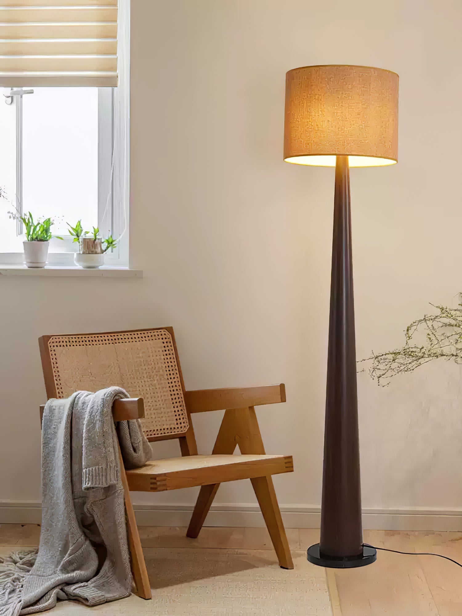 Ersilir Cylindrical Wood Floor Lamp-Neutral Decor