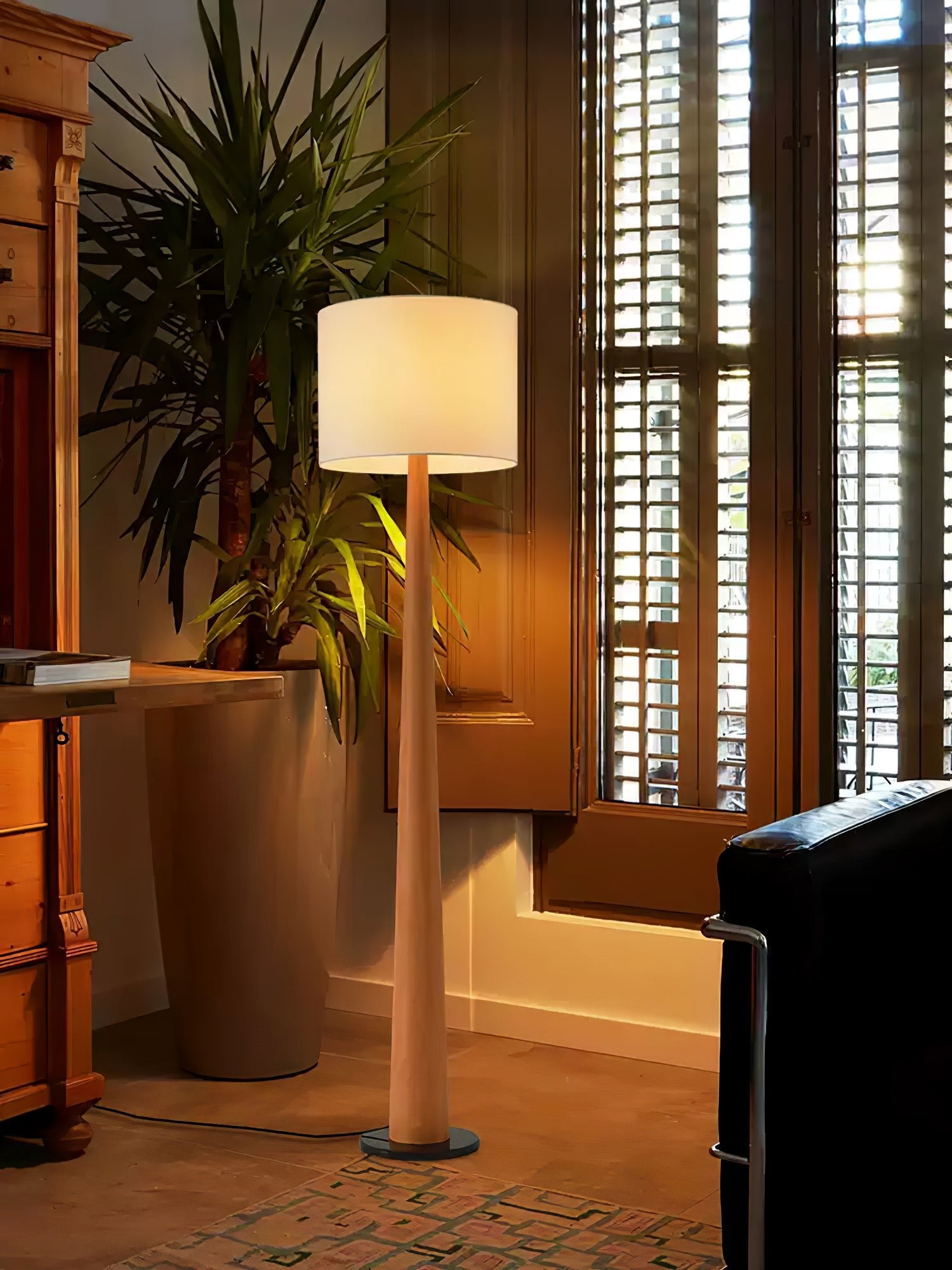 Ersilir Cylindrical Wood Floor Lamp-Neutral Decor