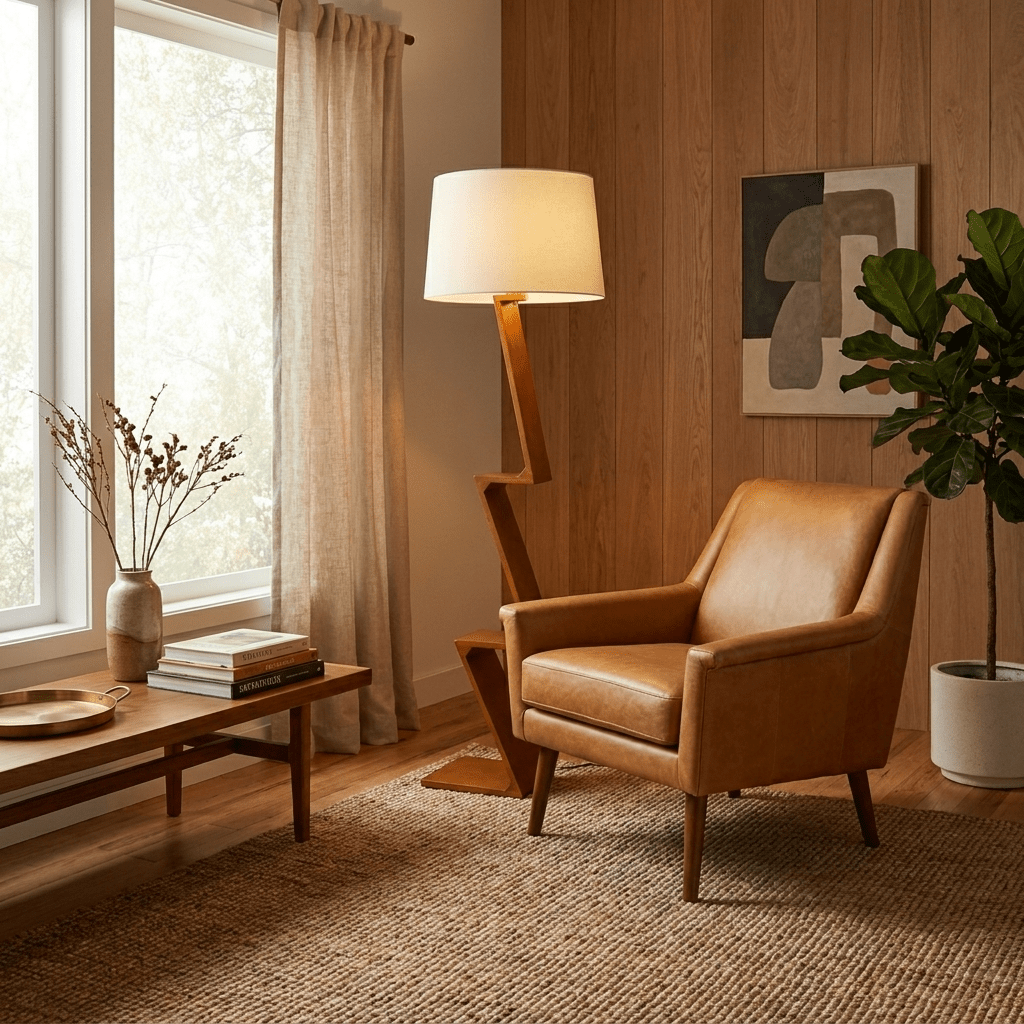 Zigzag Solid Wood Floor Lamp-Neutral Decor