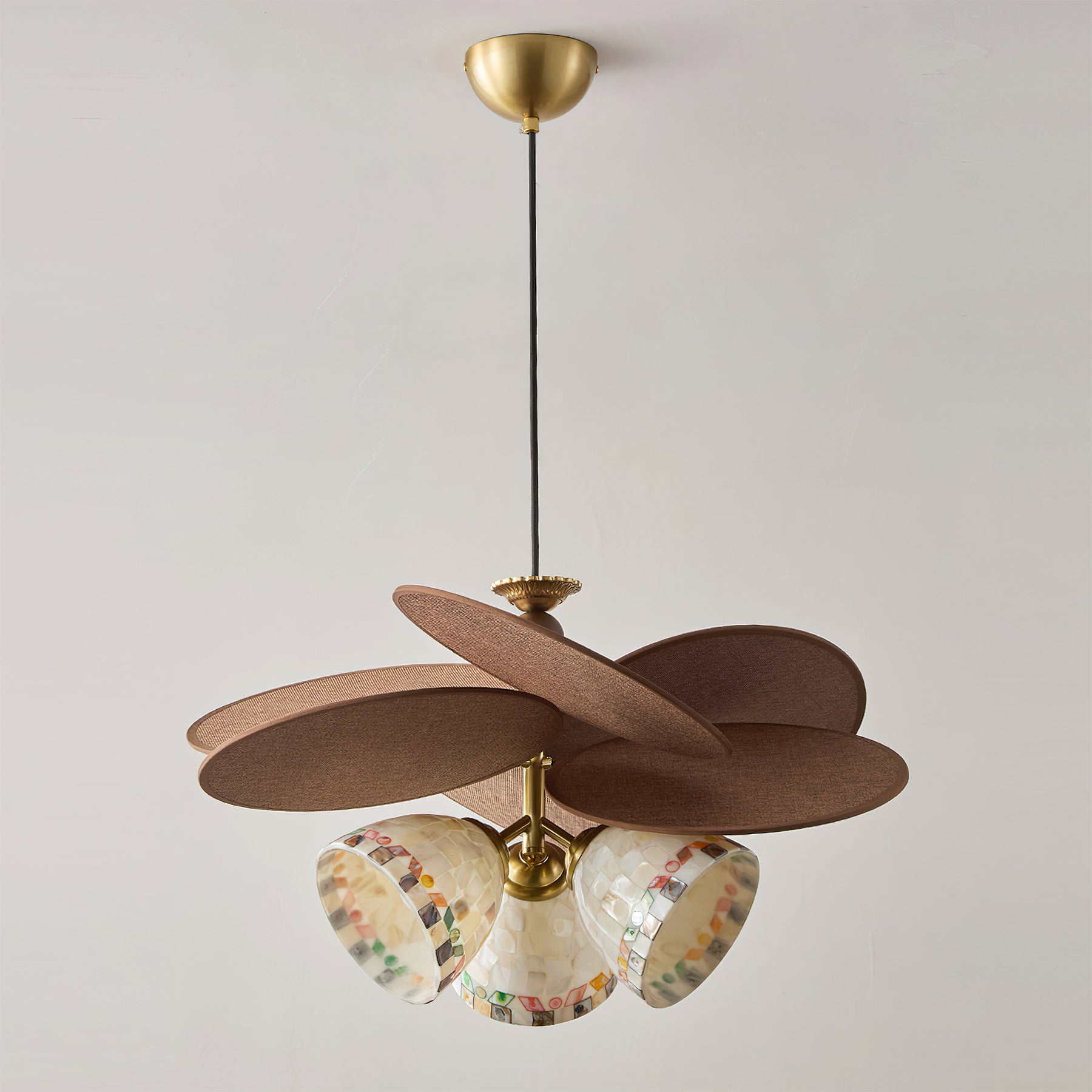 Zinnia Flora Chandelier, 3-light model, shown unlit.
