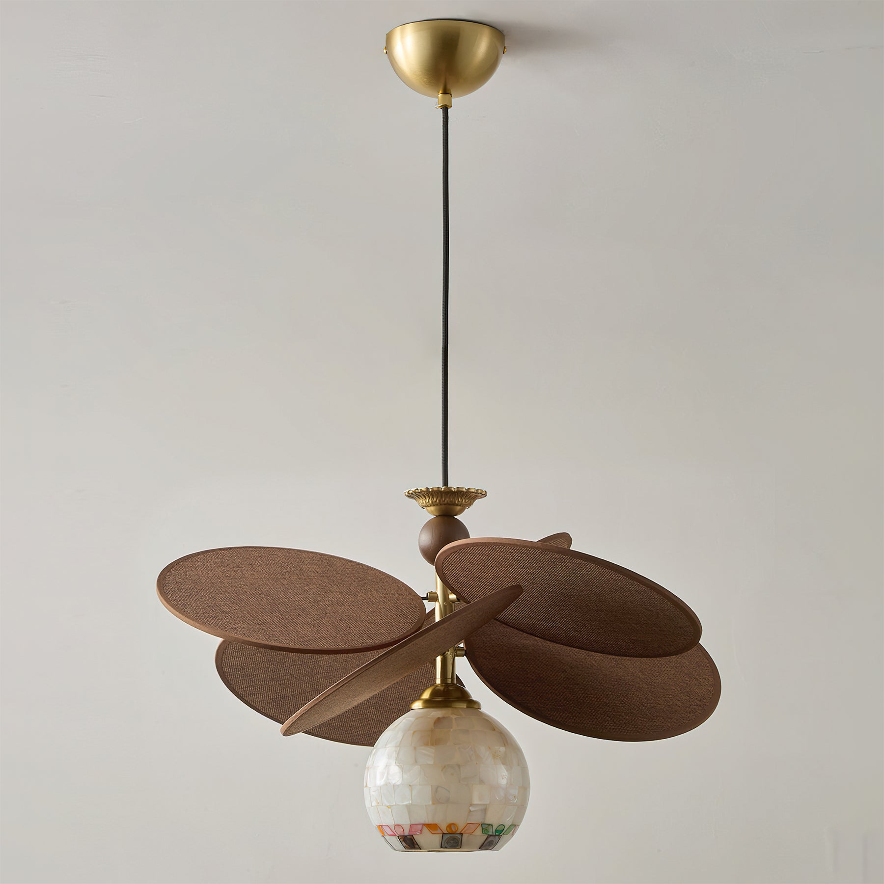 Full view of the Zinnia Flora Chandelier, Model A, 3-lights.