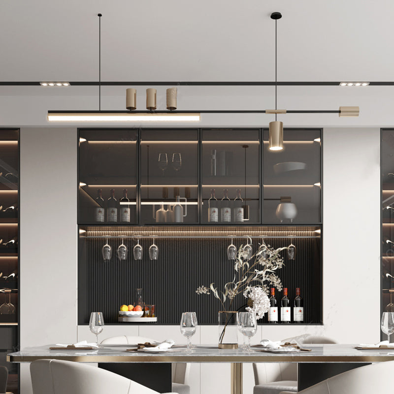 Arisha Modern Minimalist Liner Pendant Light, Gold/Black 5 Head - Neutral Decor