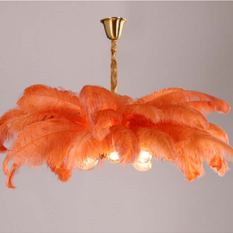 O'Moore Nordic Luxury Pendant Light, Brass/Feather - Neutral Decor