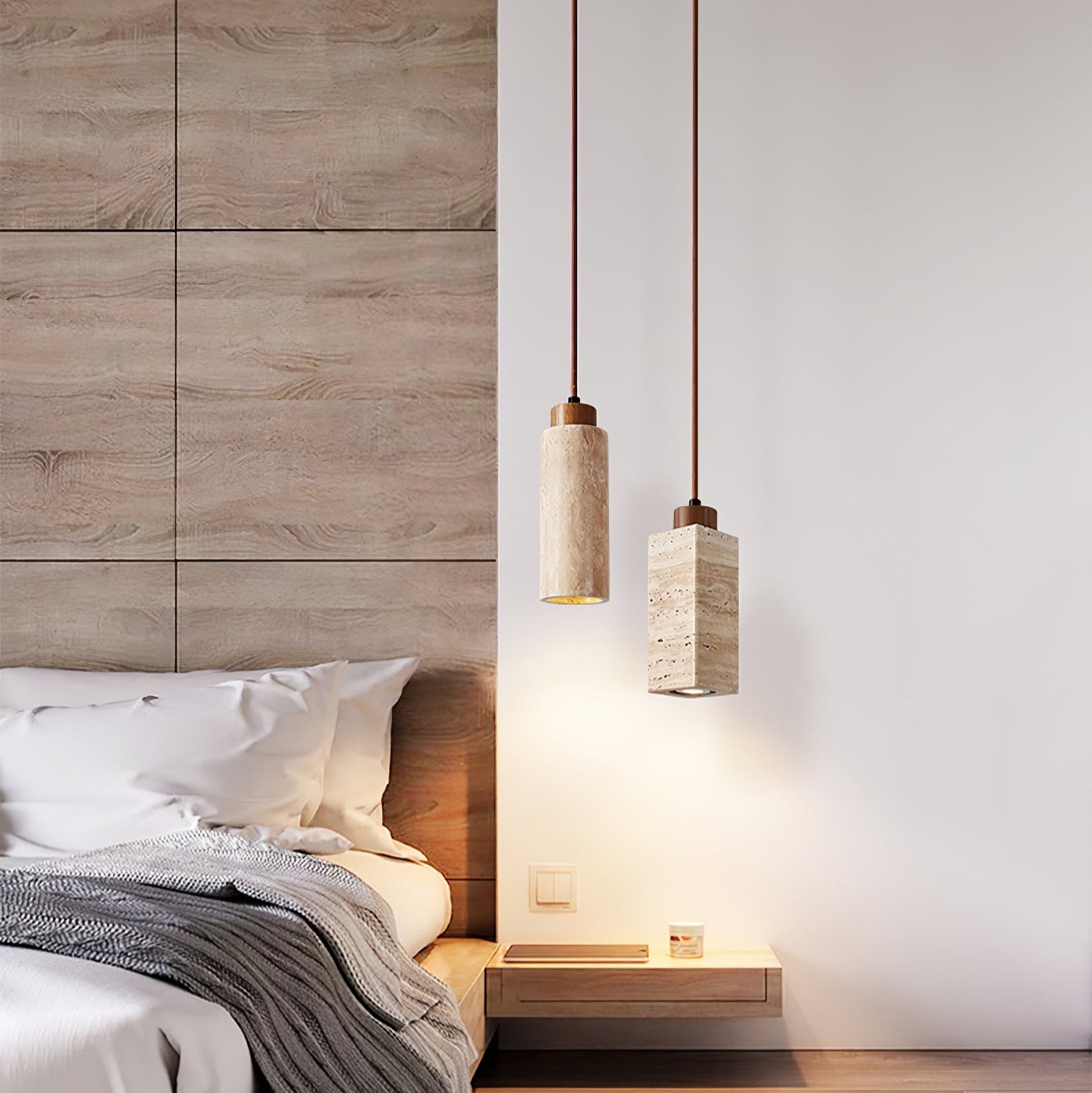 Avloris Travertine Pendant Light-Neutral Decor