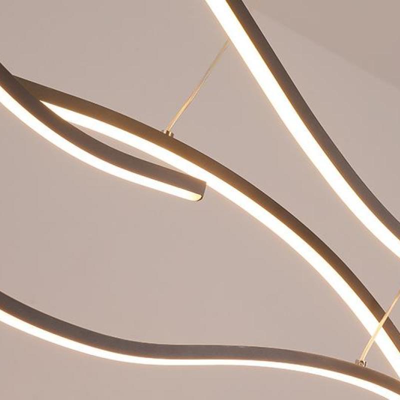 Arisha Curved Linear Pendant Light, Black/Gold - Neutral Decor