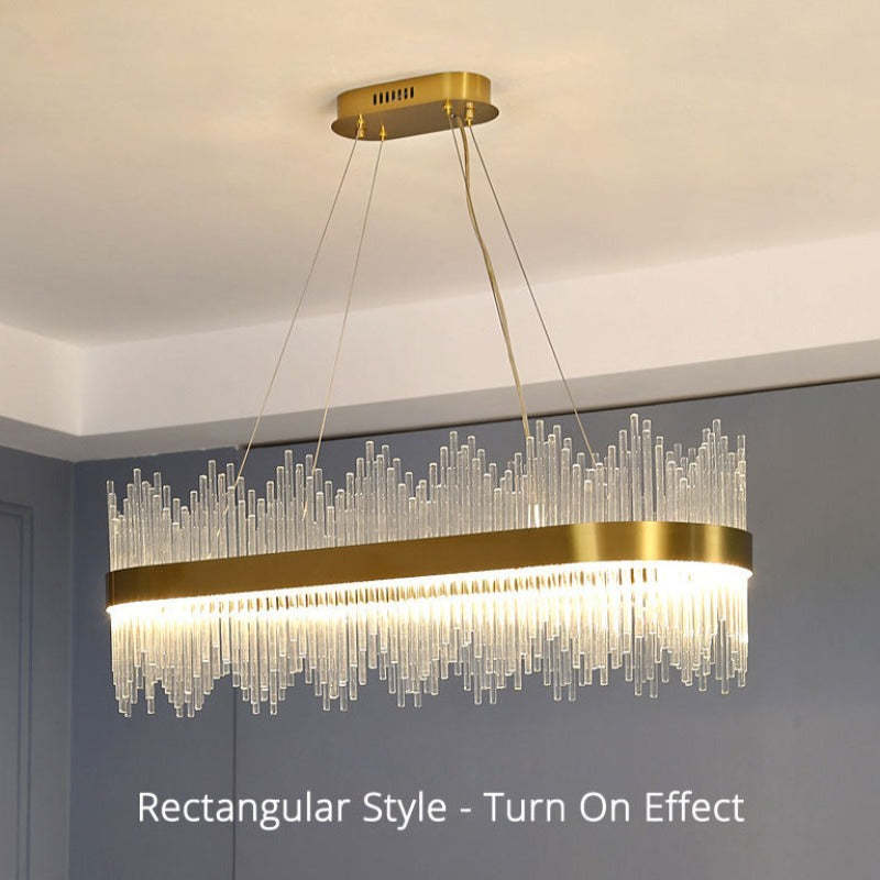 Kristy Modern Round/Rectangular Chain Chandelier, Gold - Neutral Decor