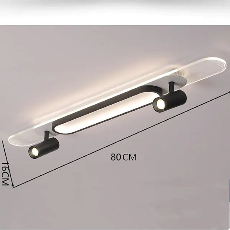 Aim Modern Rectangular LED Metal/Acrylic Ceiling Light, Black/White - Neutral Decor