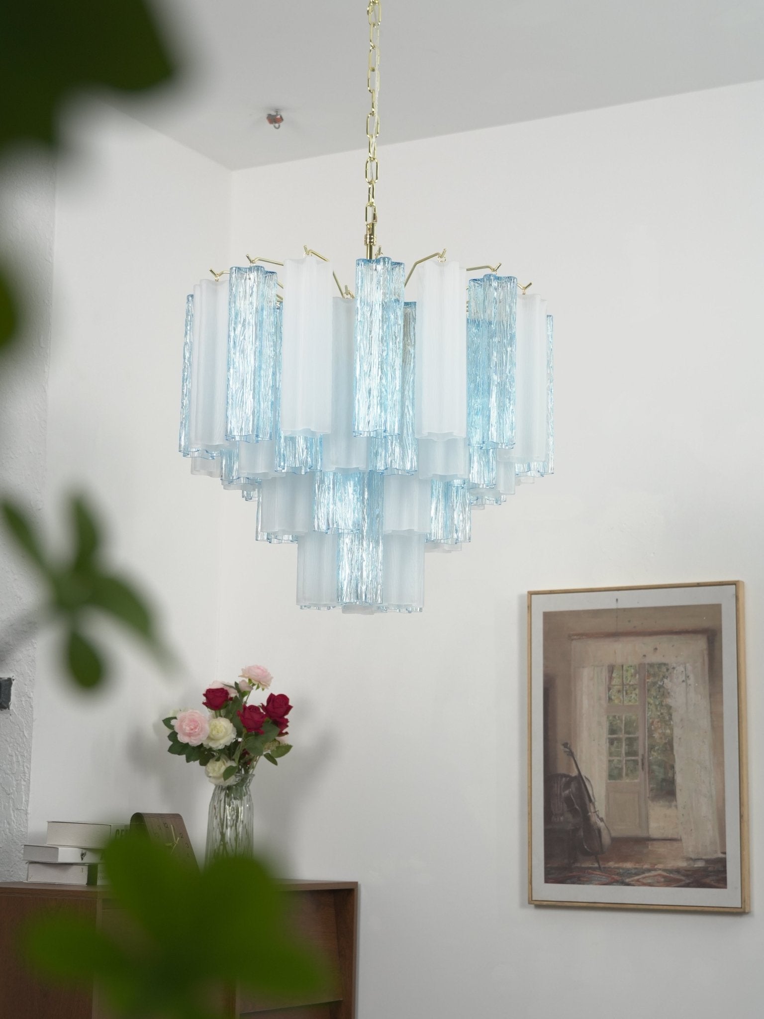 Bexy Glass Cascade Chandelier-Neutral Decor