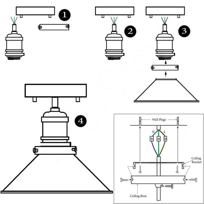 Austin Industrial Cone Metal Ceiling Light, Black - Neutral Decor