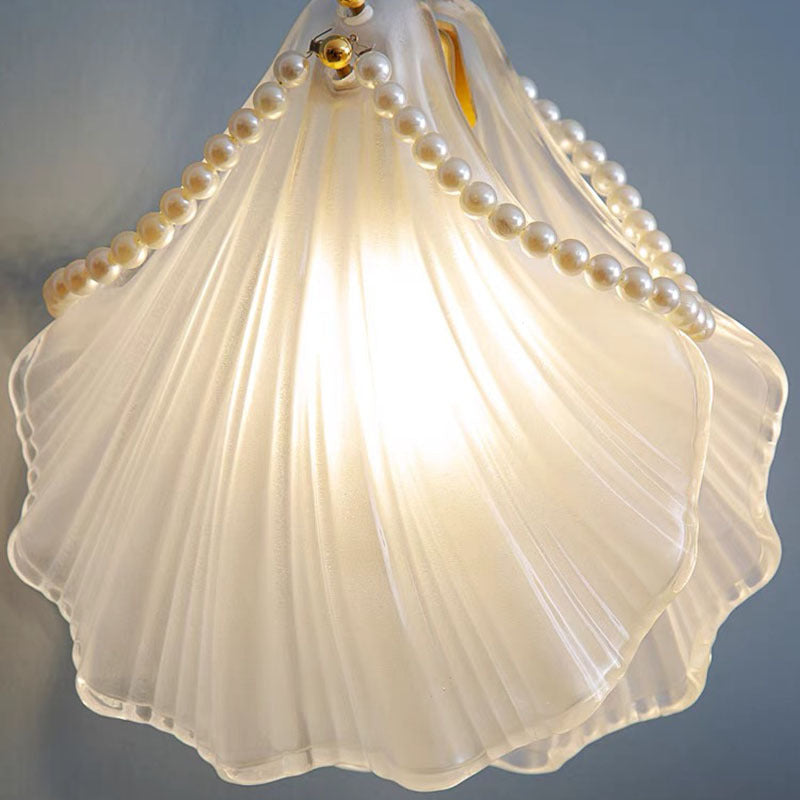 Kristy Art Deco Pearl Shell Metal/Acrylic Pendant Light, White - Neutral Decor