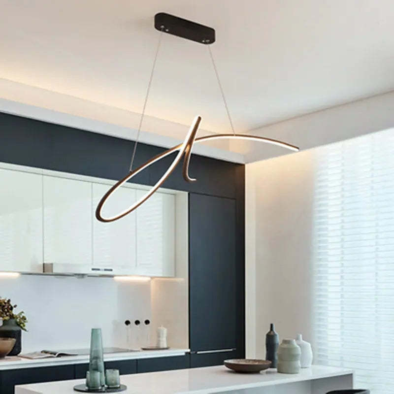 Arisha Pendant Light Irregular-curved Modern, Metal, Black/Gold, Restaurant - Neutral Decor