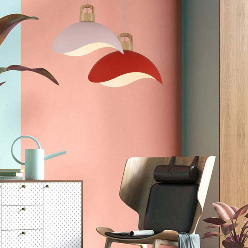 Valentina Colorful Shade Single Pendant Lights, Wood & Metal - Neutral Decor