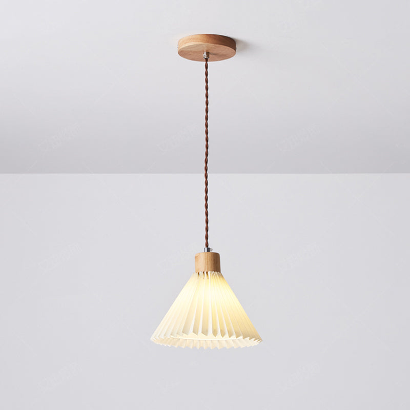 Muto Pendant Light Umbrella Shape Art, Wood, White, Bedroom - Neutral Decor
