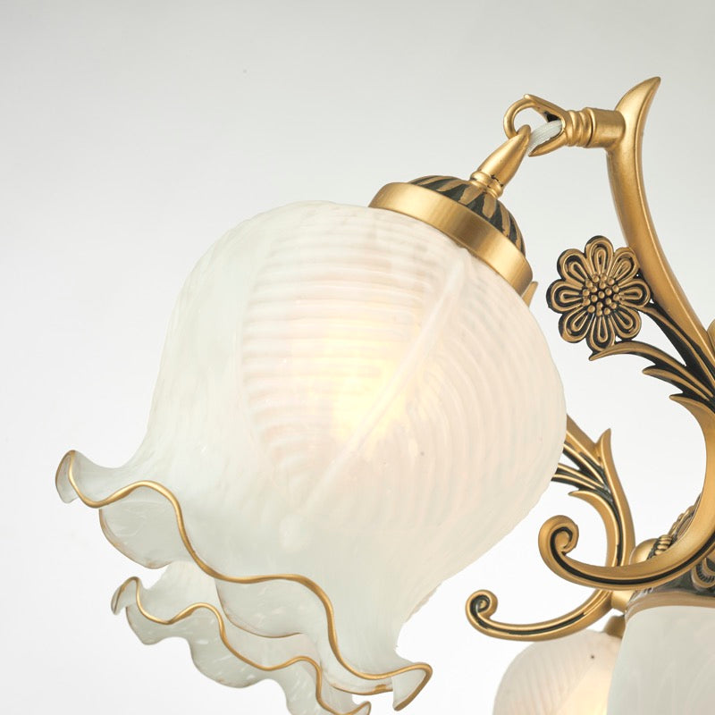 Arisha Vintage Flower shape Metal&Glass Modern Wall Lamp, White/Bronze - Neutral Decor